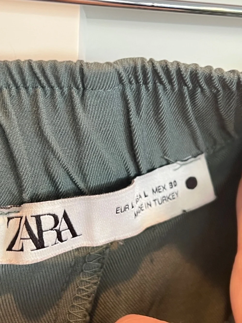 Zara Wide Leg Flowy Trousers - Sage Green - Size Large